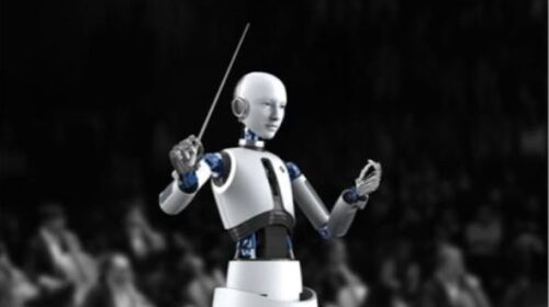 Surreal video of three-armed robot conducting symphony orchestra in Germany
